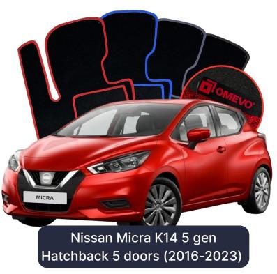 Velurové autokoberce OMEVO pro Nissan Micra K14 5 gen Hatchback 5 dveří (2016-2023)