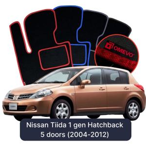 Velurové autokoberce OMEVO pro Nissan Tiida 1 gen Hatchback 5 dveří (2004-2012)