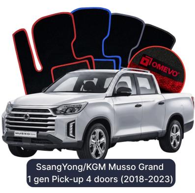 Velurové autokoberce OMEVO pro SsangYong Musso Grand 1 gen Pick-up 4 dveře (2018-2023)