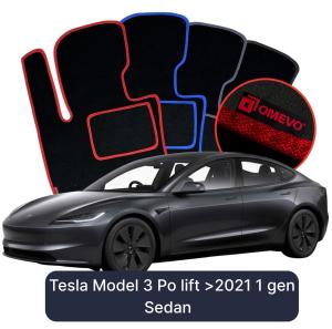 Velurové autokoberce OMEVO pro Tesla Model 3 Facelift >2021 1 gen Sedan (2017-2025)