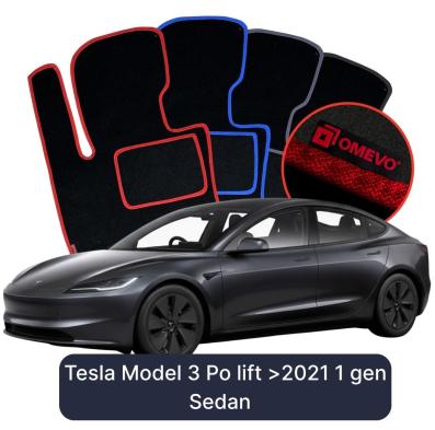 Velurové autokoberce OMEVO pro Tesla Model 3 Facelift >2021 1 gen Sedan (2017-2025)