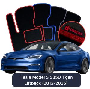 Velurové autokoberce OMEVO pro Tesla Model S S85D 1 gen Liftback (2012-2025)