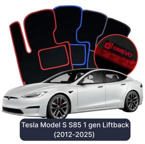 Velurové autokoberce OMEVO pro Tesla Model S S85 1 gen Liftback (2012-2025)