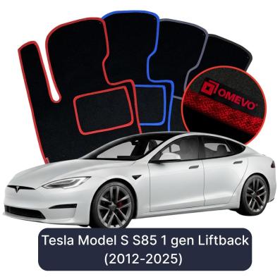 Velurové autokoberce OMEVO pro Tesla Model S S85 1 gen Liftback (2012-2025)