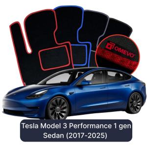 Velurové autokoberce OMEVO pro Tesla Model 3 Performance 1 gen Sedan (2017-2025)