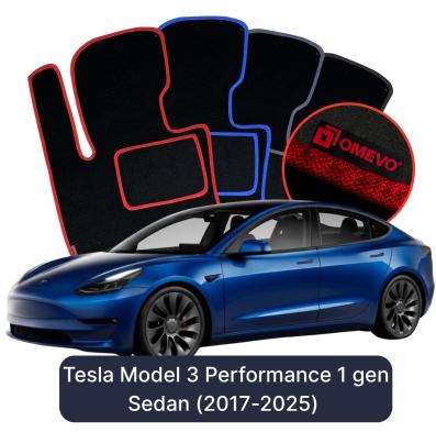 Velurové autokoberce OMEVO pro Tesla Model 3 Performance 1 gen Sedan (2017-2025)