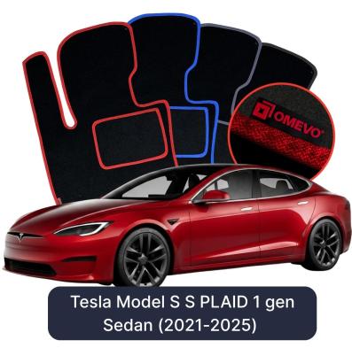 Velurové autokoberce OMEVO pro Tesla Model S S PLAID 1 gen Sedan (2021-2025)