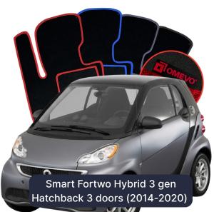 Velurové autokoberce OMEVO pro Smart Fortwo Hybridní 3 gen Hatchback 3 dveře (2014-2020)