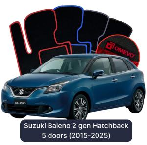 Velurové autokoberce OMEVO pro Suzuki Baleno 2 gen Hatchback 5 dveří (2015-2025)