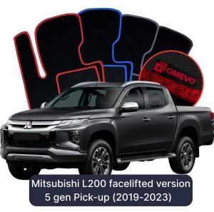 Velurové autokoberce OMEVO pro Mitsubishi L200 faceliftovaná verze 5 gen Pick-up (2020-2023)