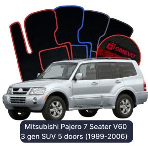 Velurové autokoberce OMEVO pro Mitsubishi Pajero 7 místný V60 3 gen SUV 5 dveří (1999-2006)