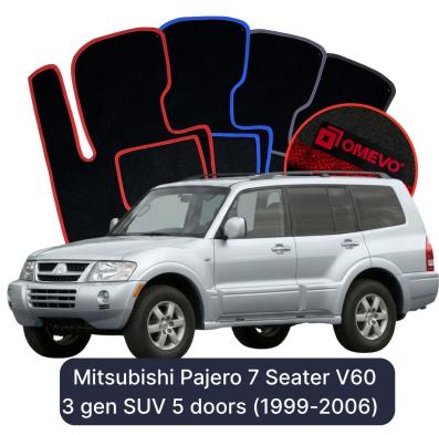 Velurové autokoberce OMEVO pro Mitsubishi Pajero 7 místný V60 3 gen SUV 5 dveří (1999-2006)