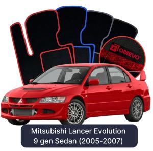 Velurové autokoberce OMEVO pro Mitsubishi Lancer Evolution 9 gen Sedan (2005-2007)