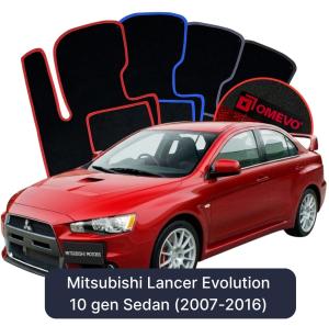 Velurové autokoberce OMEVO pro Mitsubishi Lancer Evolution 10 gen Sedan (2007-2016)