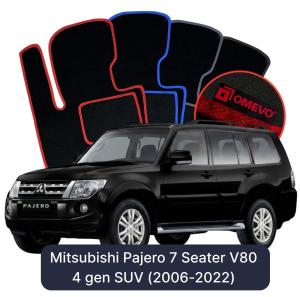 Velurové autokoberce OMEVO pro Mitsubishi Pajero 7 místný V80 4 gen SUV (2006-2022)