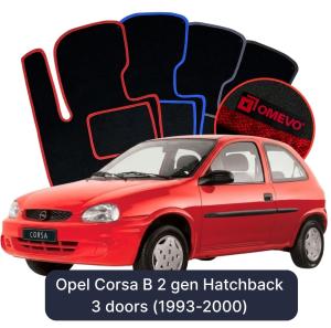 Velurové autokoberce OMEVO pro Opel Corsa B 2 gen Hatchback 3 dveře (1993-2000)