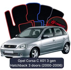 Velurové autokoberce OMEVO pro Opel Corsa C X01 3 gen Hatchback 3 dveře (2000-2006)