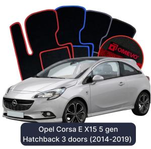 Velurové autokoberce OMEVO pro Opel Corsa E X15 5 gen Hatchback 3 dveře (2014-2019)