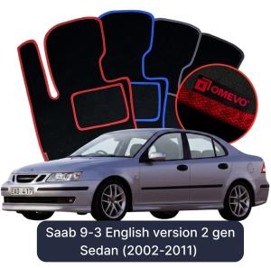 Velurové autokoberce OMEVO pro Saab 9-3 Anglická verze 2 gen sedan (2002–2011)
