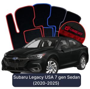 Velurové autokoberce OMEVO pro Subaru Legacy 7 gen Sedan Verze pro USA (2020-2025)