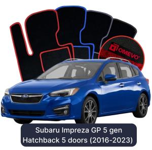 Velurové autokoberce OMEVO pro Subaru Impreza GP 5 gen Hatchback 5 dveří (2016-2023)