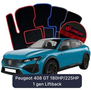 Velurové autokoberce OMEVO pro Peugeot 408 GT 180KM/225KM 1 gen Liftback (2022-2026)