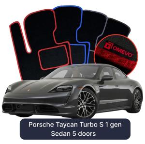 Velurové autokoberce OMEVO pro Porsche Taycan Turbo S 1 gen Sedan 5 dveří (2019-2025)