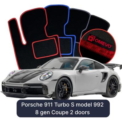 Velurové autokoberce OMEVO pro Porsche 911 Turbo S model 992 8 gen Kupé 2dveřové (2019–2025)