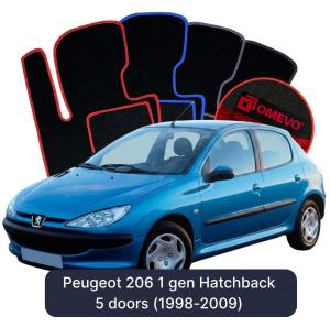 Velurové autokoberce OMEVO pro Peugeot 206 1 gen Hatchback 5 dveří (1998-2012)