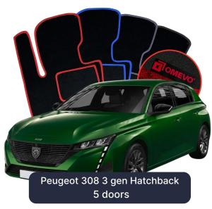 Velurové autokoberce OMEVO pro Peugeot 308 3 gen Hatchback 5 dveří (2021-2025)