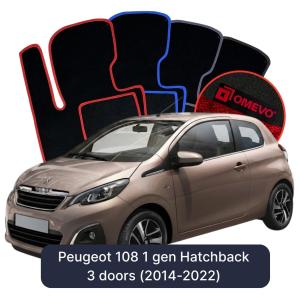 Velurové autokoberce OMEVO pro Peugeot 108 1 gen Hatchback 3-dveřový (2014–2022)
