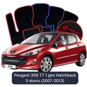 Velurové autokoberce OMEVO pro Peugeot 308 T7 1 gen Hatchback (2007-2013)