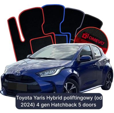 Velurové autokoberce OMEVO pro Toyota Yaris Hybridní poliftingowy (od 2024) 4 gen Hatchback 5 dveří (2020-2026)
