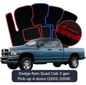 Velurové autokoberce OMEVO pro Dodge Ram Quad Cab 3 gen Pick-up 4 dveře (2002-2009)