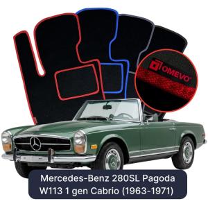 Velurové autokoberce OMEVO pro Mercedes-Benz 280SL Pagoda W113 1 gen Cabrio (1963-1971)