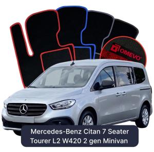 Velurové autokoberce OMEVO pro Mercedes-Benz Citan 7 místný Tourer L2 W420 2 gen Minivan (2021-2026)