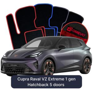 Velurové autokoberce OMEVO pro Cupra Raval VZ Extreme 1 gen Hatchback 5 dveří (2026-2027)